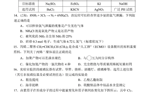 2020年高考化学试卷（上海）（空白卷）_历年高考真题合集_化学历年高考真题_新&middot;Word版2008-2025&middot;高考化学真题_化学（按年份分类）2008-2025_2020&middot;高考化学真题