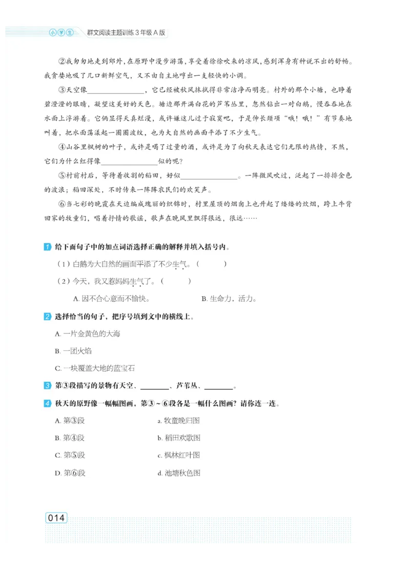 《群文阅读主题训练》语文3年级上册（RJ）