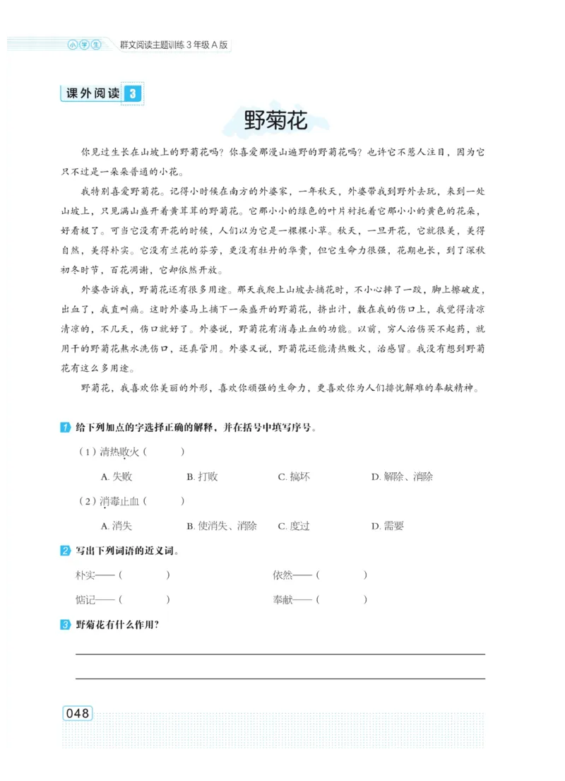 《群文阅读主题训练》语文3年级上册（RJ）