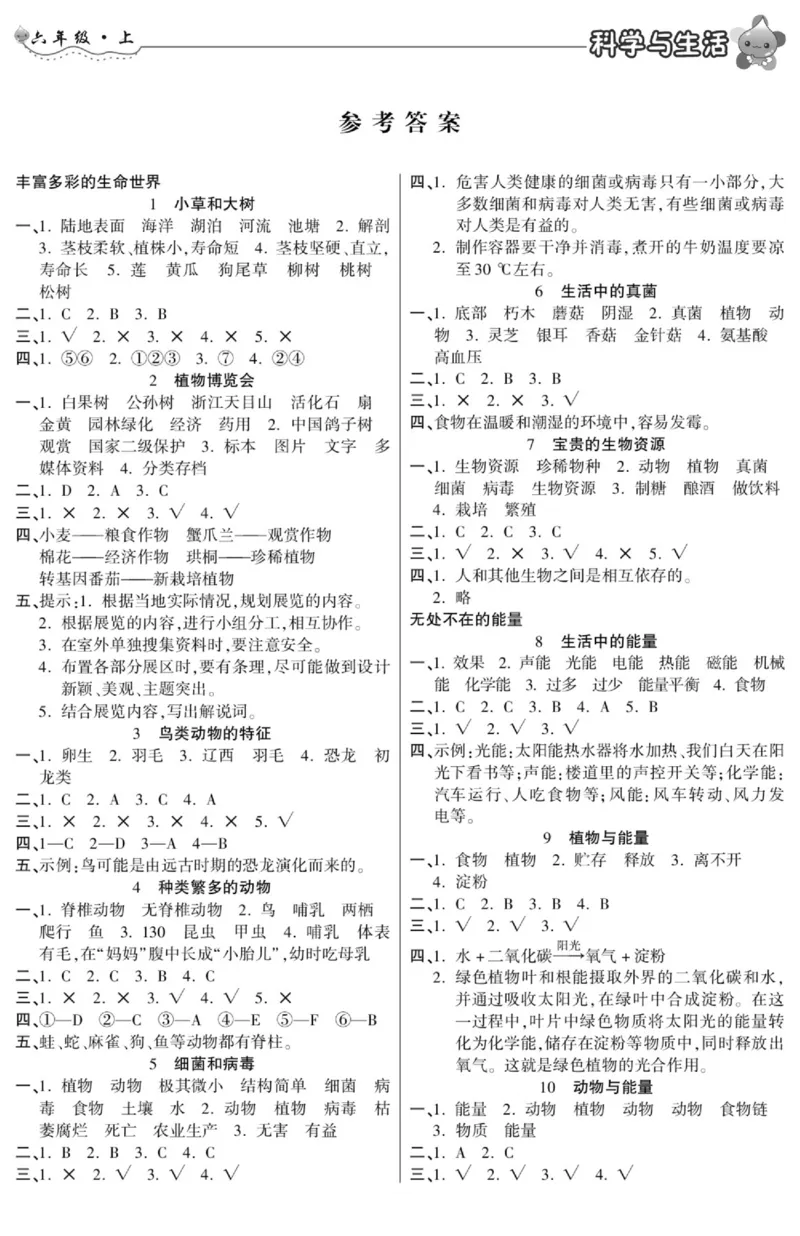 智能训练&middot;科学六年级上册冀人版_2024年人教版小学数学一二三四五六年级上册下册期中期末试a0747_小学全科《同步练习+精品试卷》打包下载（1-6年级单元月考期中期末试卷）_小学科学