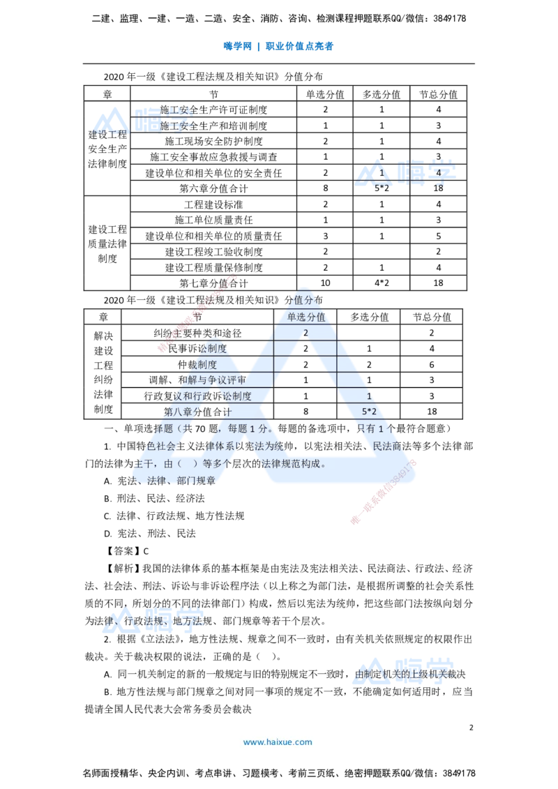 12.2025陈印-五年真题解析-2020年真题-单项选择题1_2026年一级建造师_2026年一建法规_2025年一建法规SVIP_03-习题精析✿实战特训✿模考通关_04-法规《五年真题解析》刘颖HX_讲义