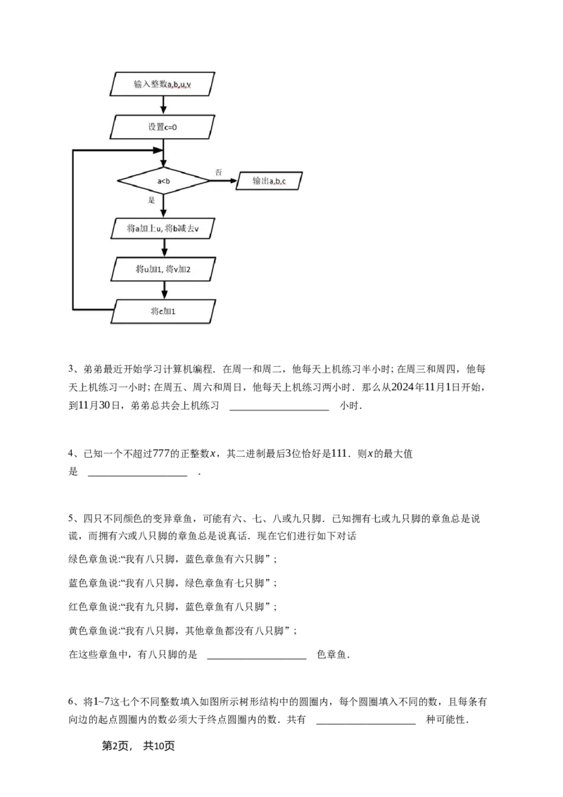 2025年四年级竞赛数学试卷&ldquo;思维100&rdquo;STEM应用能力科教活动（春季）初赛&决赛真题-学生用卷_希望杯IHC_Word版本_四年级希望杯