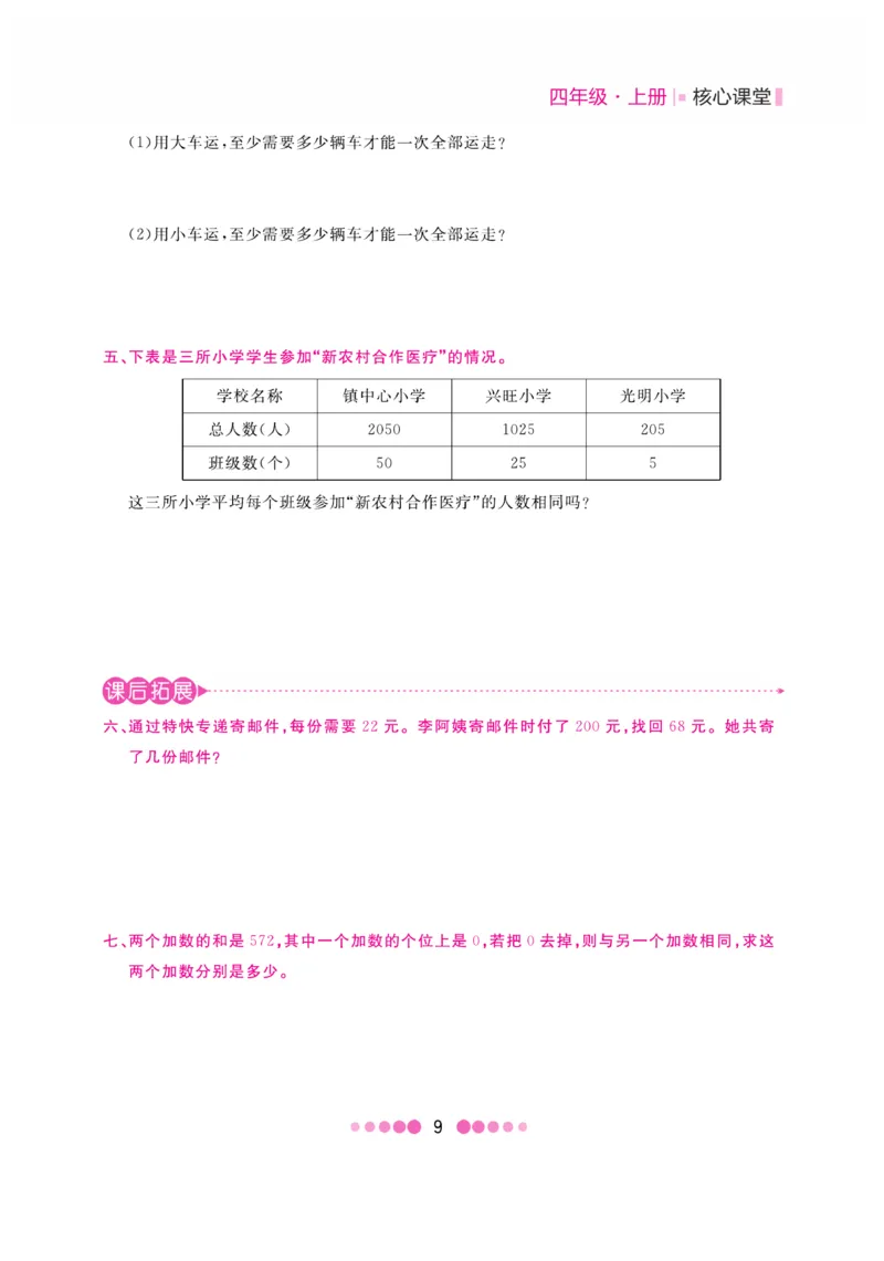 《核心课堂》4年级数学上册（冀教版）书_2024年人教版小学数学一二三四五六年级上册下册期中期末试a0747_小学全科《同步练习+精品试卷》打包下载（1-6年级单元月考期中期末试卷）