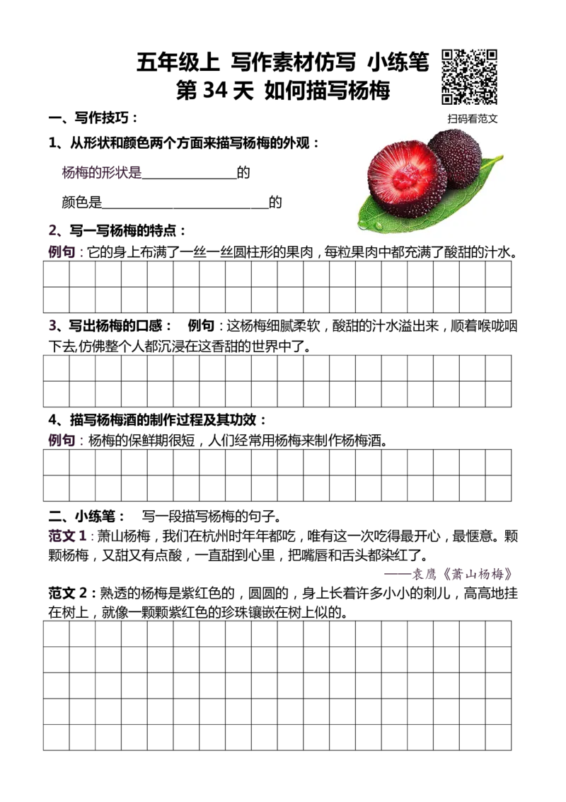 5年级上 好文仿写小练笔 新 155页(1)