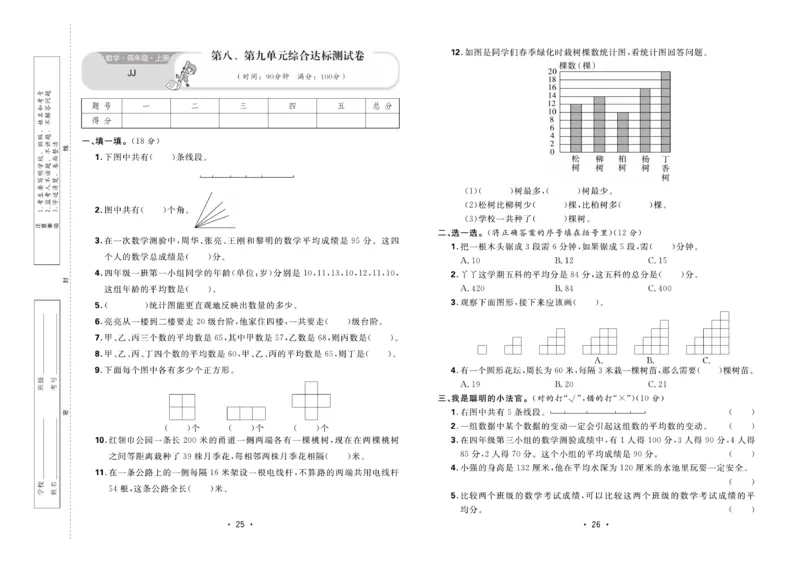 《核心课堂》4年级数学上册（冀教版）夹卷_2024年人教版小学数学一二三四五六年级上册下册期中期末试a0747_小学全科《同步练习+精品试卷》打包下载（1-6年级单元月考期中期末试卷）
