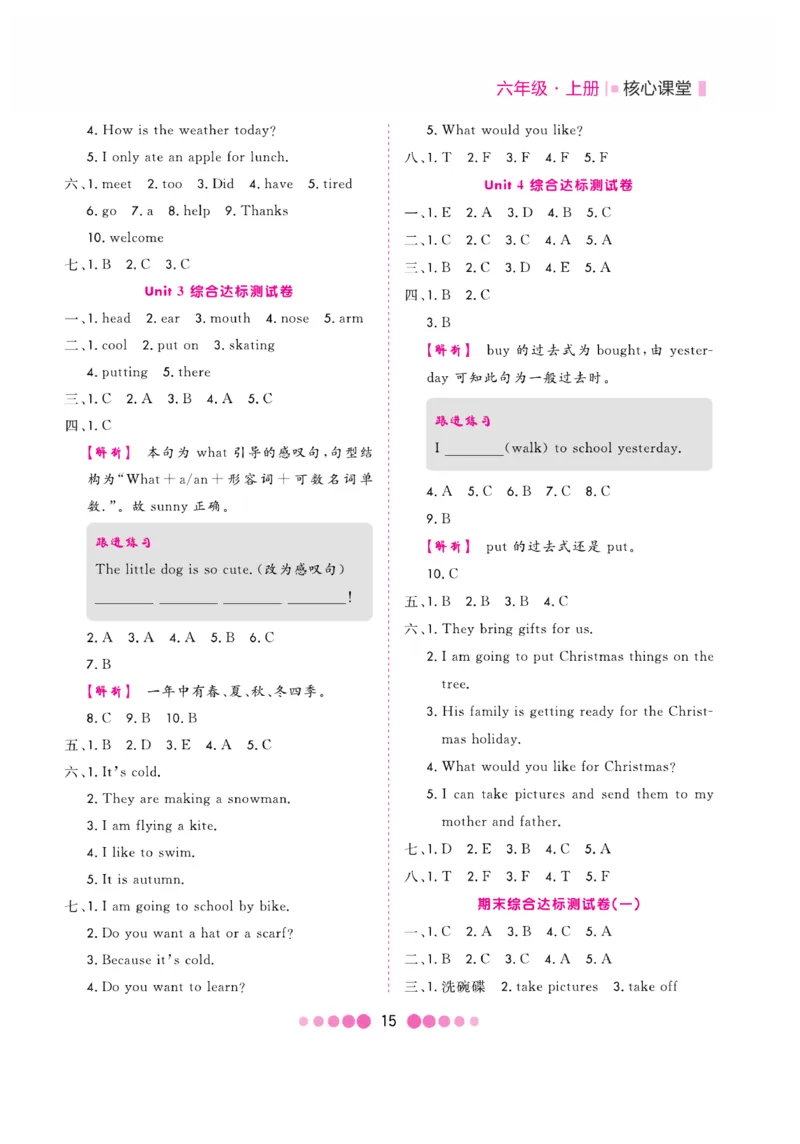 《核心课堂》6年级英语上册（冀教版）小册_2024年人教版小学数学一二三四五六年级上册下册期中期末试a0747_小学全科《同步练习+精品试卷》打包下载（1-6年级单元月考期中期末试卷）