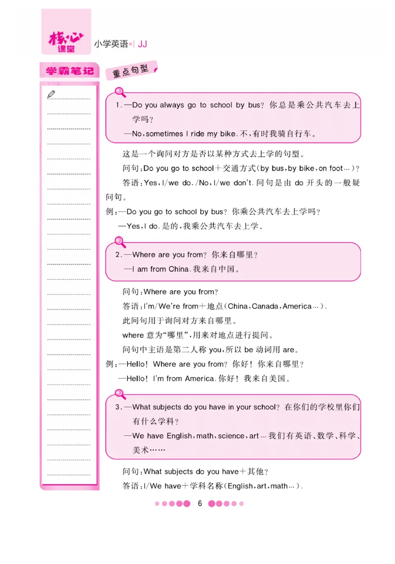 《核心课堂》6年级英语上册（冀教版）小册_2024年人教版小学数学一二三四五六年级上册下册期中期末试a0747_小学全科《同步练习+精品试卷》打包下载（1-6年级单元月考期中期末试卷）