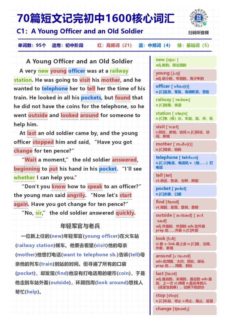 [高清版]70篇短文记完初中必会1600核心词汇_小学全网线上同款资料_28号文件小初英语