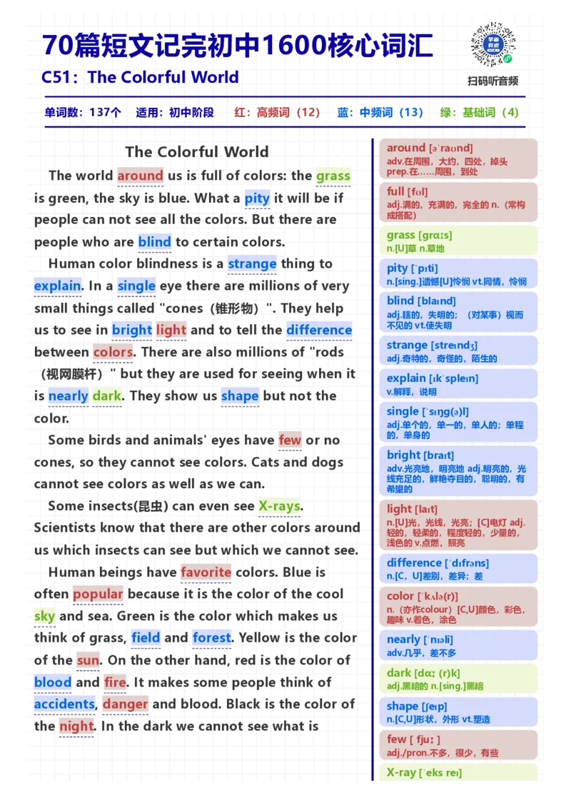 [高清版]70篇短文记完初中必会1600核心词汇_小学全网线上同款资料_28号文件小初英语
