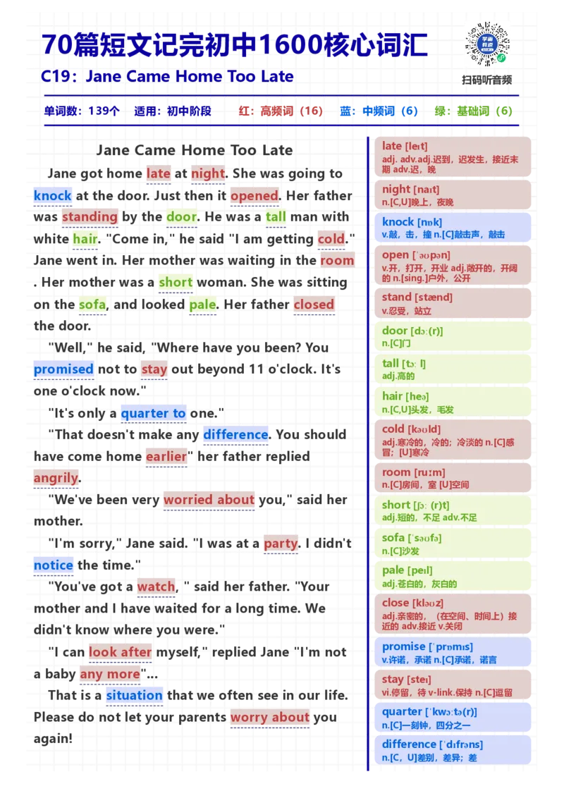 [高清版]70篇短文记完初中必会1600核心词汇_小学全网线上同款资料_28号文件小初英语