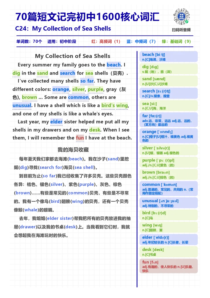 [高清版]70篇短文记完初中必会1600核心词汇_小学全网线上同款资料_28号文件小初英语