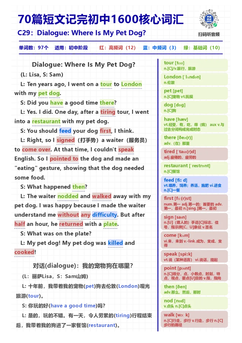 [高清版]70篇短文记完初中必会1600核心词汇_小学全网线上同款资料_28号文件小初英语
