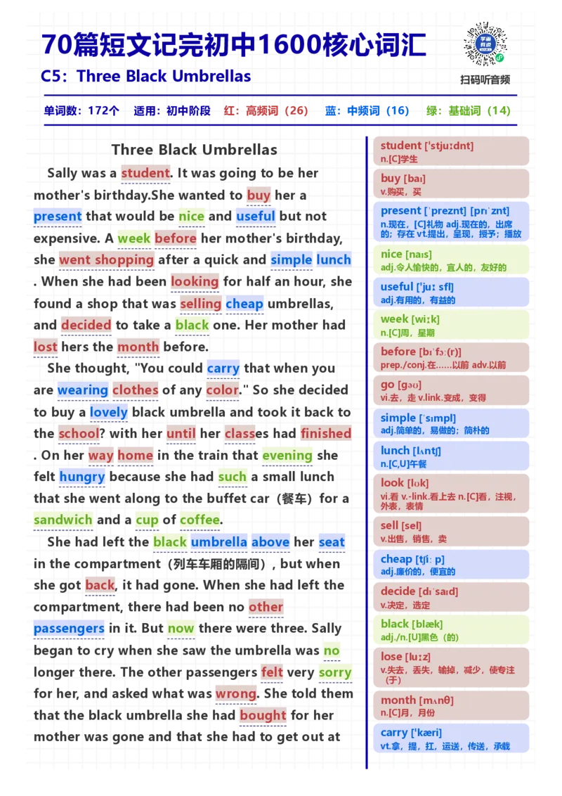 [高清版]70篇短文记完初中必会1600核心词汇_小学全网线上同款资料_28号文件小初英语