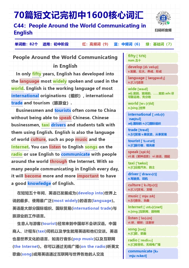 [高清版]70篇短文记完初中必会1600核心词汇_小学全网线上同款资料_28号文件小初英语