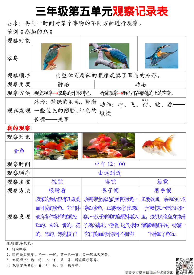 11.15三年级观察记录单答案1(1)_三年级上下册资料_三年级上册小红书同款资料_三年级(1)