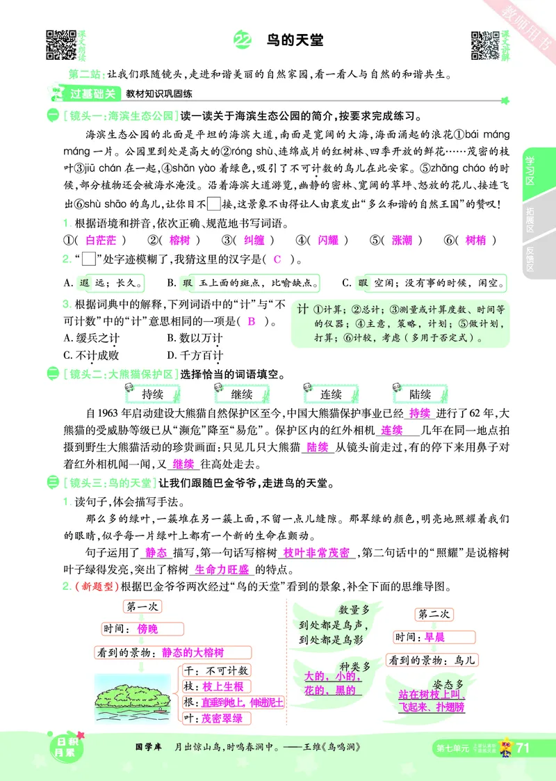 2025秋一遍过语文RJ5上主书教师用书（答案版）_五年级上册