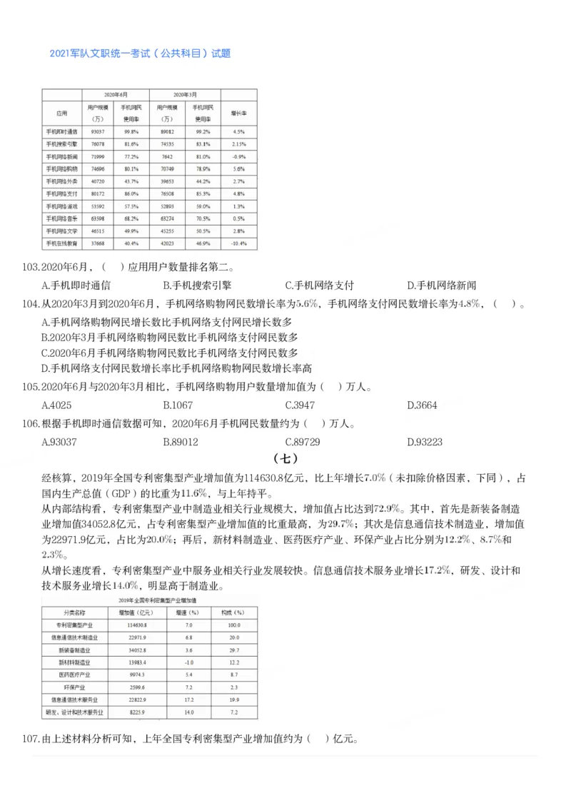 2021军队文职统一考试（公共科目）试题_军队文职(1)_01.军队文职真题-公共课_版本二（2013-2025）_1.真题题目