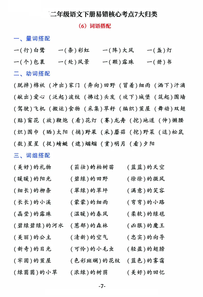 2.8-23春二年级语文下易错核心考点7大归类(1)_二年级上下册资料_小学二年级学习资料-25年更新版_2-02、小学二年级语文下册_2-2-1、复习、知识点、归纳汇总_语文知识点（归类汇总）