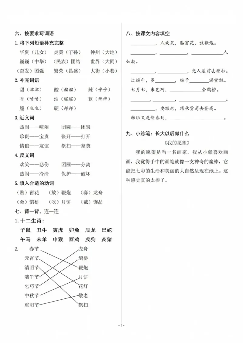 2.7-二年级下语文各单元复习提纲_二年级上下册资料_小学二年级学习资料-25年更新版_2-02、小学二年级语文下册_2-2-1、复习、知识点、归纳汇总_语文知识点总结（按单元）