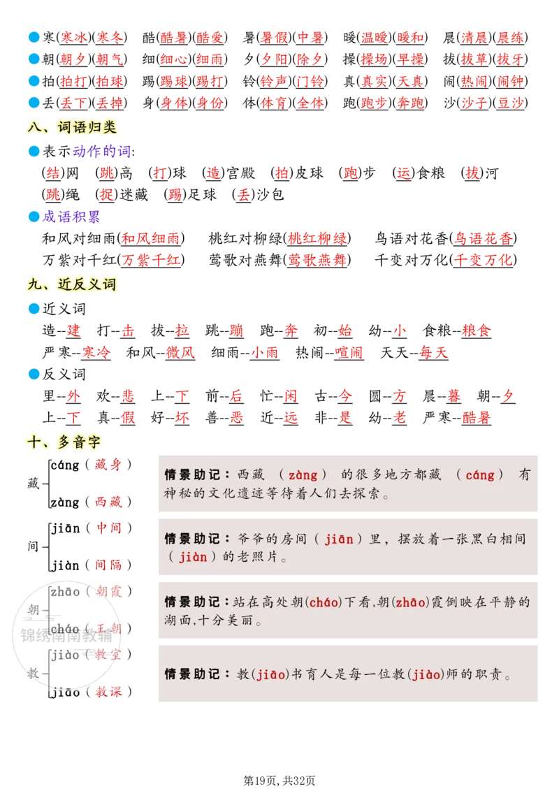 1157一年级（下）语文1-8单元考点知识背记（32页）(1)_一年级上下册资料_一年级下册小红书同款资料_一下数学