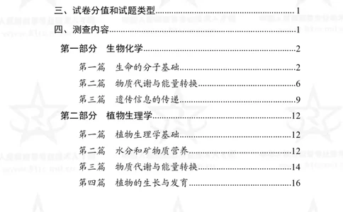 14、生物化学+植物生理学专业科目考试大纲_军队文职(1)_08.备考分数线等信息_新版军队文职考试大纲