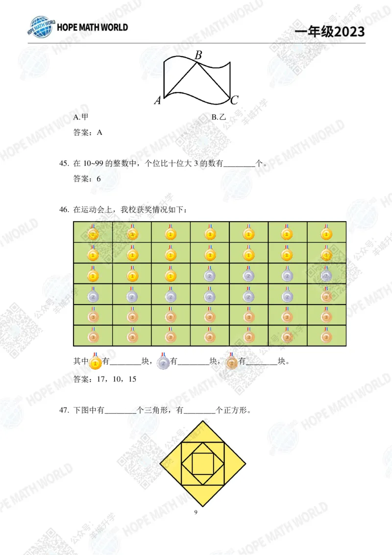 2023培训题1年级&mdash;&mdash;答案版_希望杯IHC