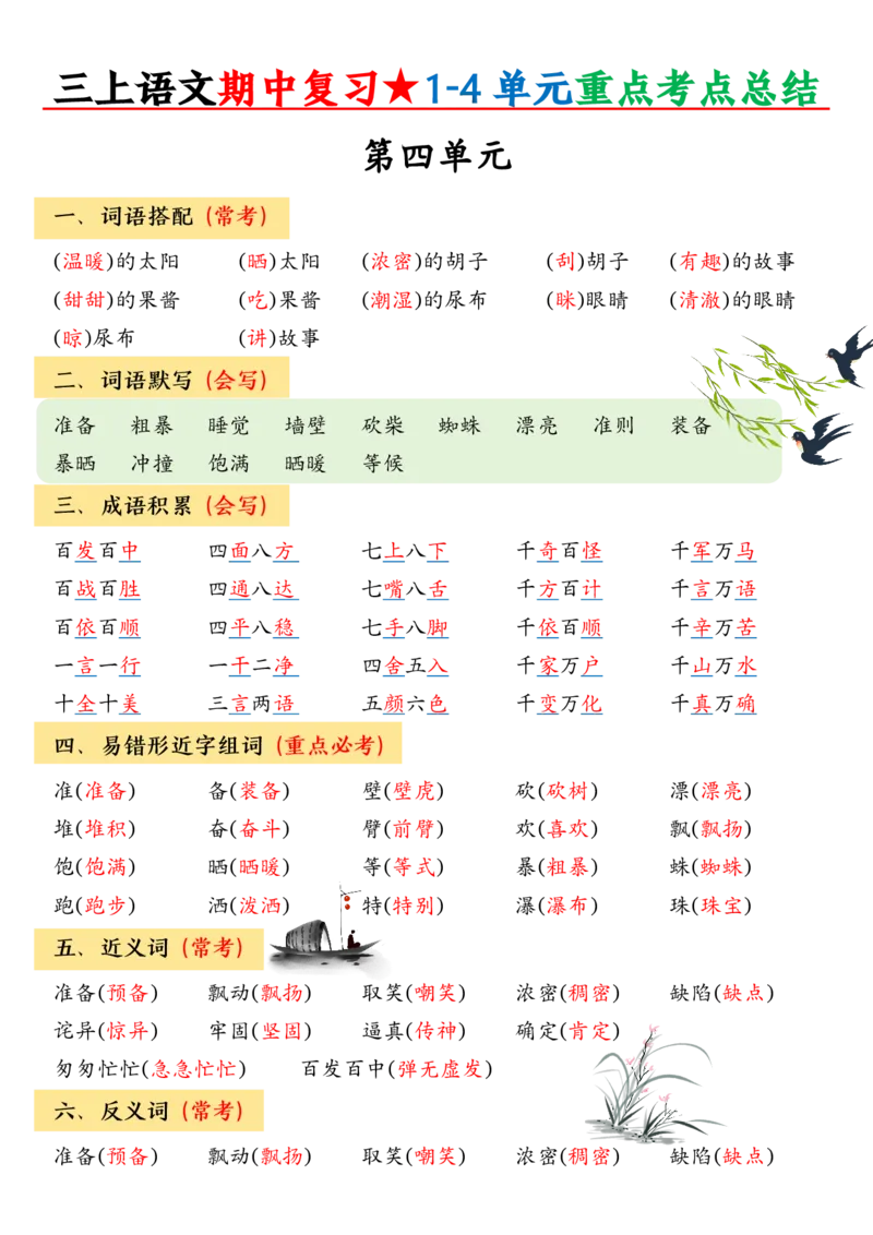 三上期中高频考点2_🍎⭐️期中知识汇总语文25年上册_三上