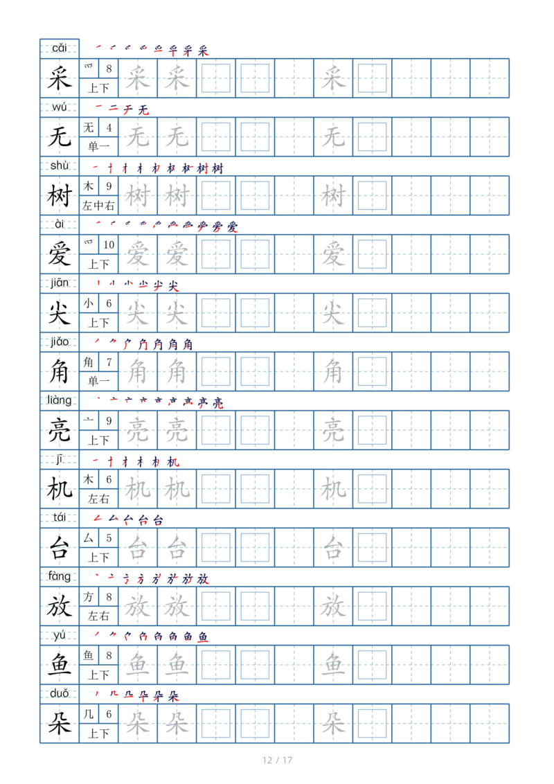 1002一年级下册生字表200个，字帖17页（偏旁部首笔顺拼音）_一年级上下册资料_一年级下册小红书同款资料_一下数学