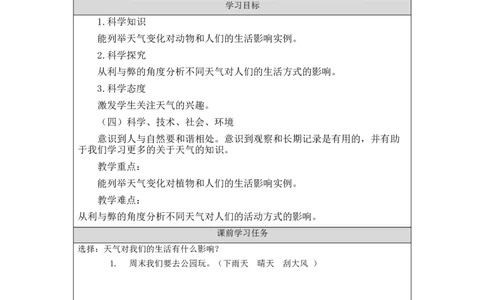 1023一年级科学(湘科版)天气的影响-4练习题_一年级上下册资料_小学一年级学习资料-25年更新版_1-09、小学一年级科学上册_湘科版_练习题