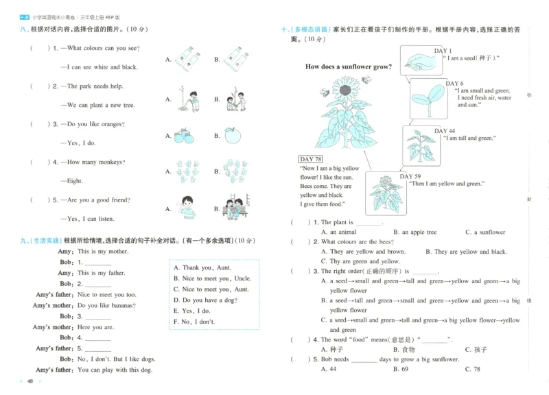 2025秋一本周末小测卷英语3上PEP