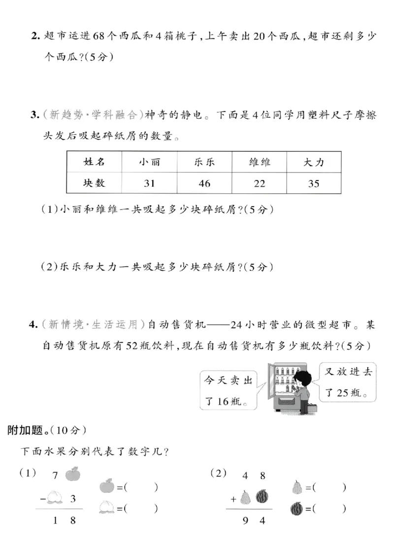 1163新人教一下数学第五单元拔尖测试卷-计算63-34_一年级上下册资料_一年级下册小红书同款资料_一下数学_25年一下数学资料