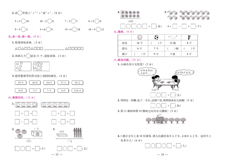 人教数学一年级上册期末大盘点_2024年人教版小学数学一二三四五六年级上册下册期中期末试a0747_小学全科《同步练习+精品试卷》打包下载（1-6年级单元月考期中期末试卷）_期末总复习