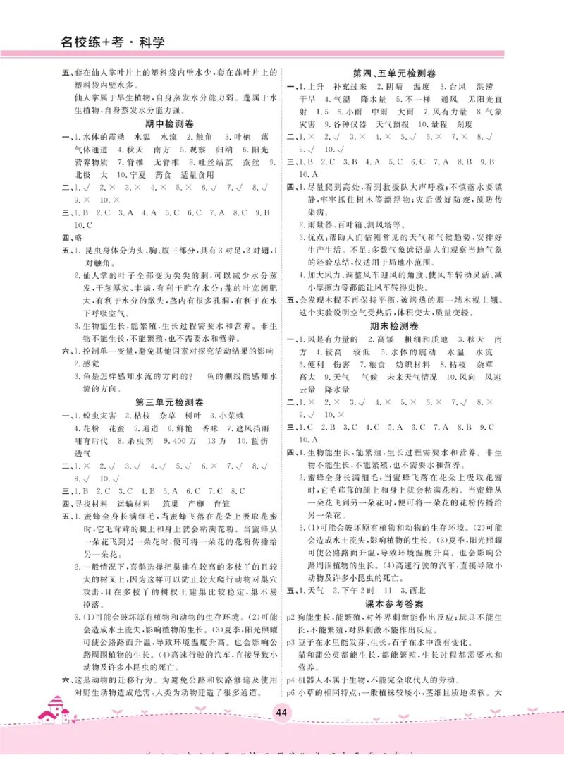 名校练+考三年级下册科学冀人版_2024年人教版小学数学一二三四五六年级上册下册期中期末试a0747_小学全科《同步练习+精品试卷》打包下载（1-6年级单元月考期中期末试卷）_小学科学