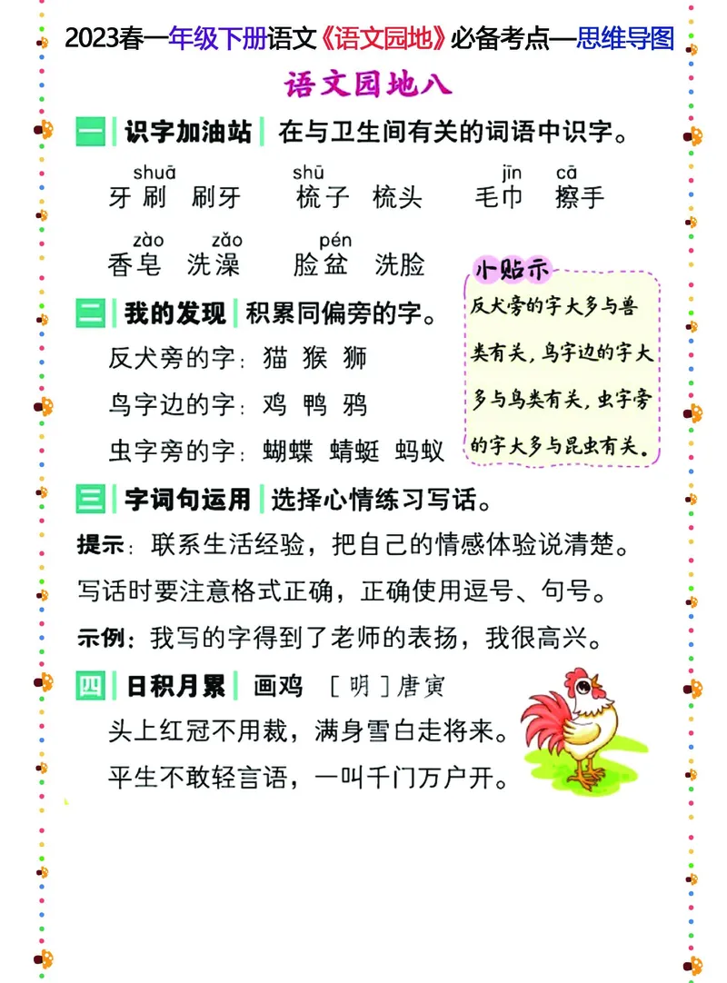 2.6-2023春一年级下册语文《语文园地》必备考点&mdash;思维导图_一年级上下册资料_小学一年级学习资料-25年更新版_1-02、小学一年级语文下册_3-6-2-1、复习、知识点、归纳汇总_部编（人教）版