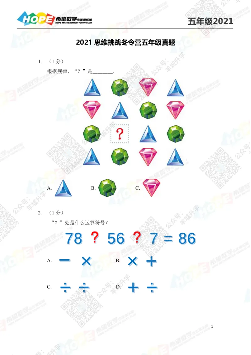 2021冬令营5年级_希望杯IHC
