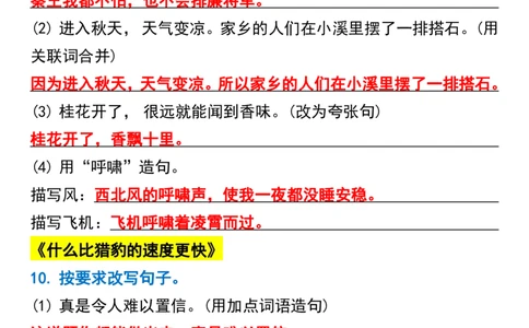 五年级上册语文第二单元句子专项练习_1-6年级语文仿写_五年级上册语文仿写句子+句子专项(1)