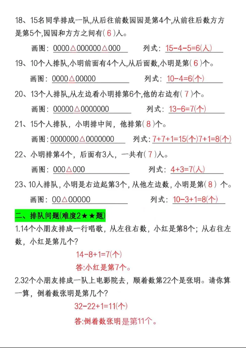 一年级上册数学重点排队专项练习_一上数学25秋