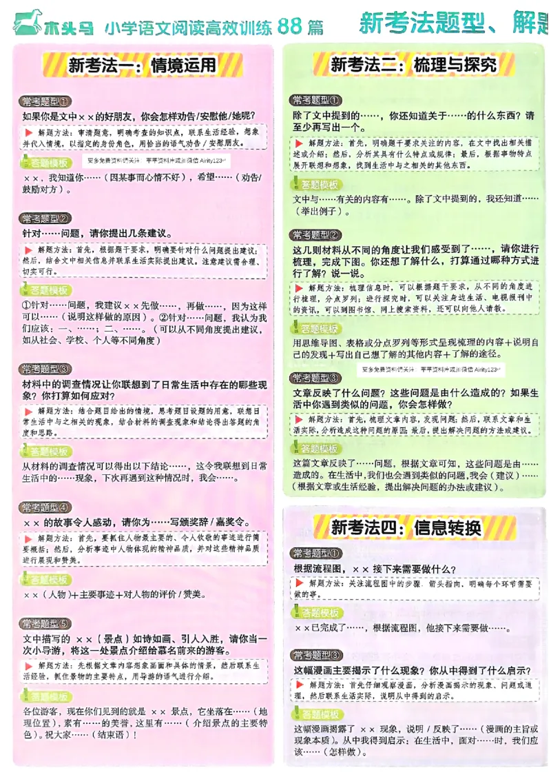 一年级新考法答题模板_26版高效阅读88篇一年级