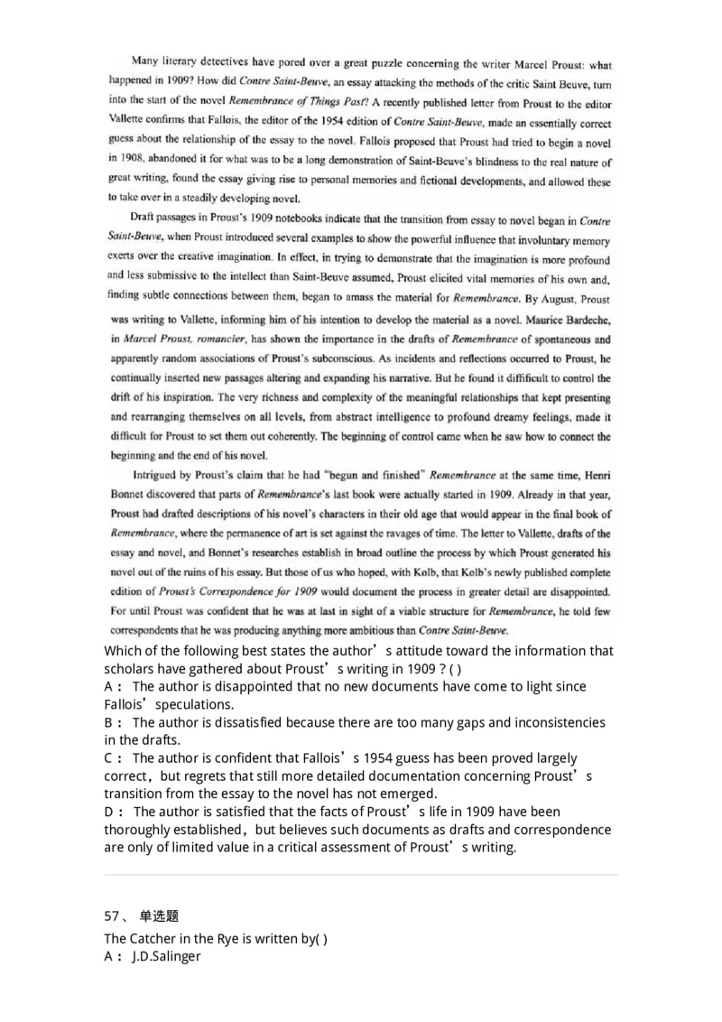 0-军队文职人员招聘考试《英语语言文学》模拟预测6-325796_军队文职(1)_01.军队文职真题-专业课_（全）版本一（历年真题+章节练习+模拟题）_英语言文学(军队文职)_预测模拟_纯题目