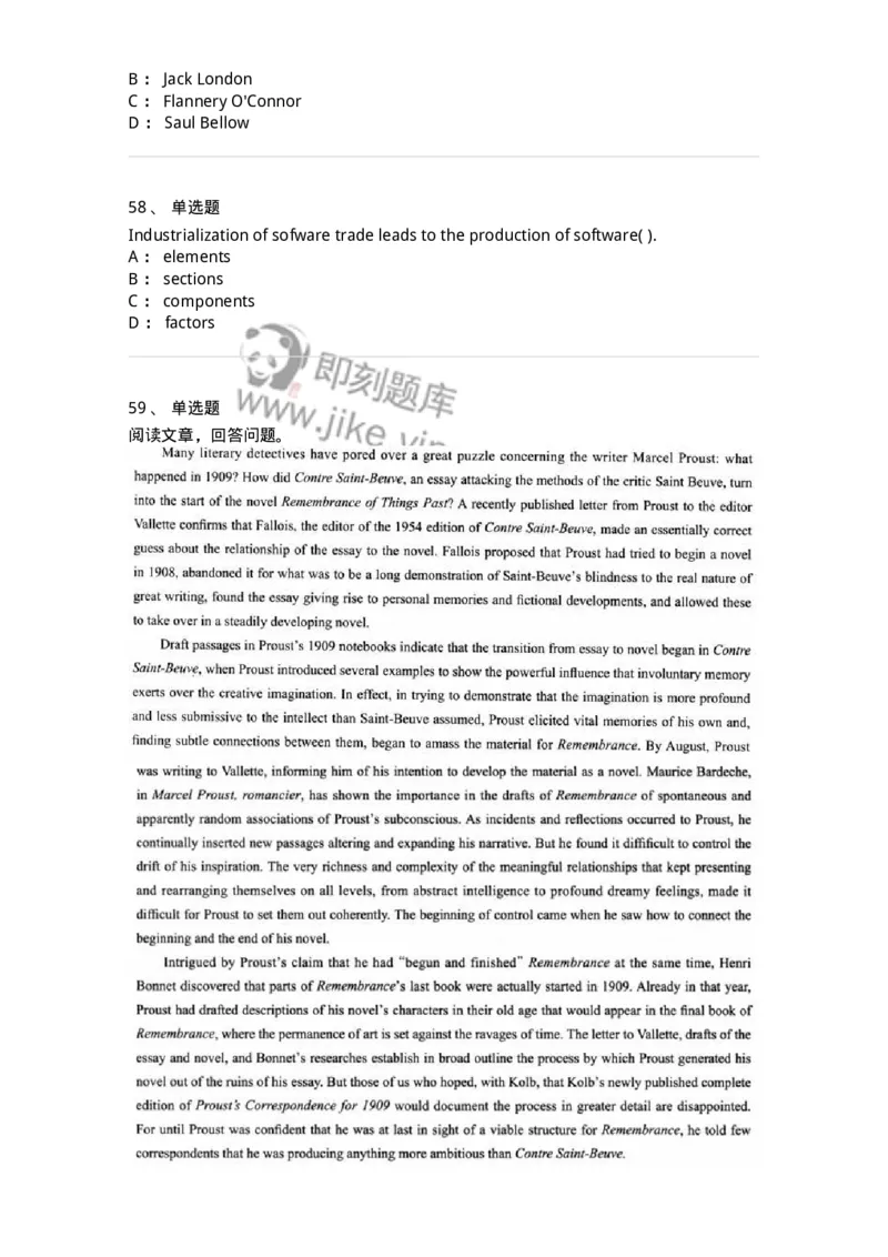 0-军队文职人员招聘考试《英语语言文学》模拟预测6-325796_军队文职(1)_01.军队文职真题-专业课_（全）版本一（历年真题+章节练习+模拟题）_英语言文学(军队文职)_预测模拟_纯题目