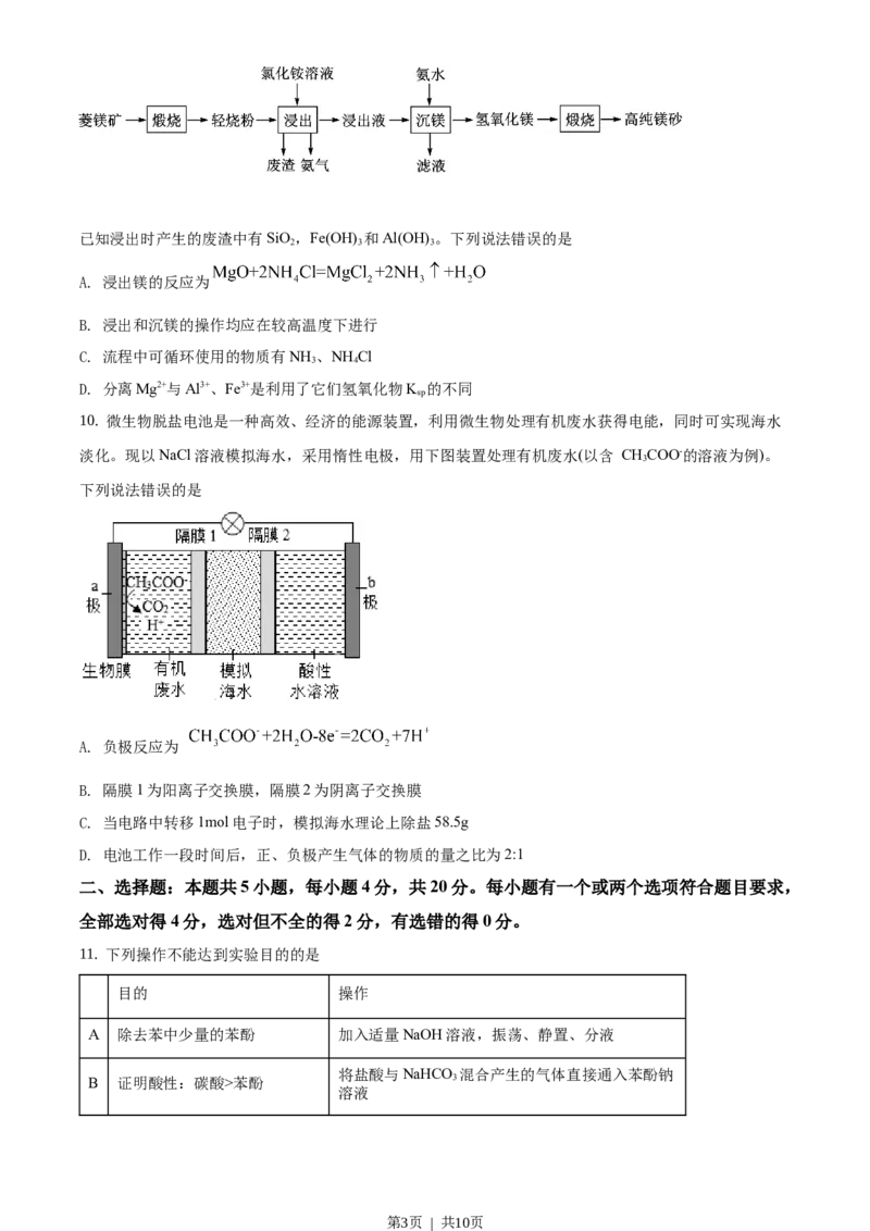 2020年高考化学试卷（山东）（空白卷）_历年高考真题合集_化学历年高考真题_新&middot;Word版2008-2025&middot;高考化学真题_化学（按省份分类）2008-2025_2008-2025&middot;（山东）化学高考真题