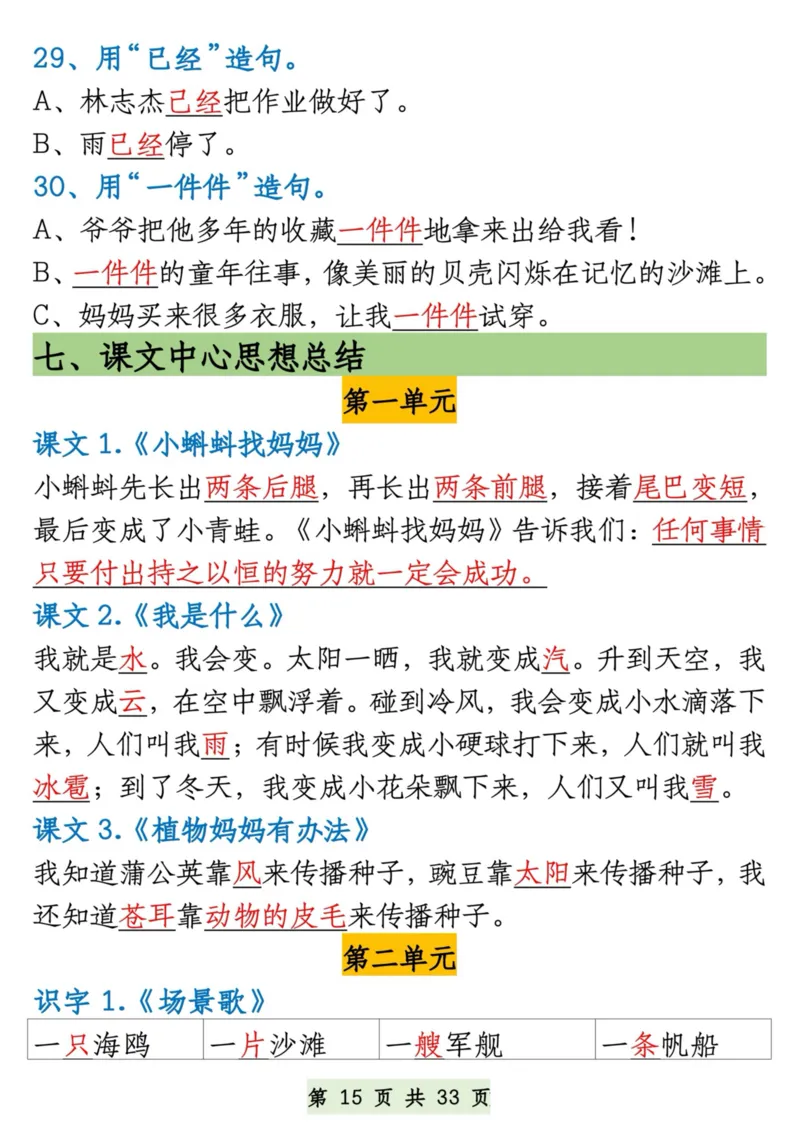 一升二语文暑假预习知识汇总_二上数学25秋