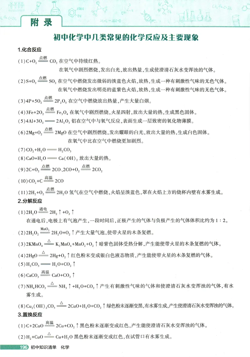 2026版53初中知识清单-化学