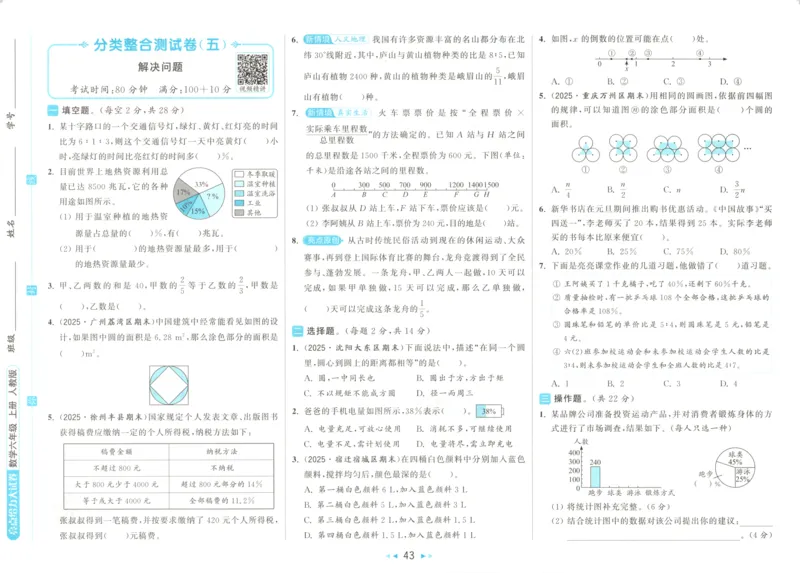 2025秋亮点给力大试卷数学6上RJ