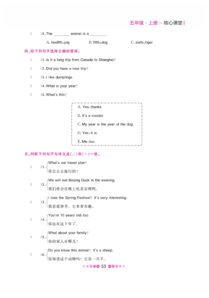 《核心课堂》5年级英语上册（冀教版）书_2024年人教版小学数学一二三四五六年级上册下册期中期末试a0747_小学全科《同步练习+精品试卷》打包下载（1-6年级单元月考期中期末试卷）