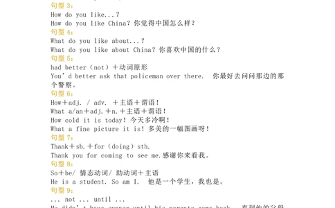 1-6年级【小学英语】必备62种基础句型