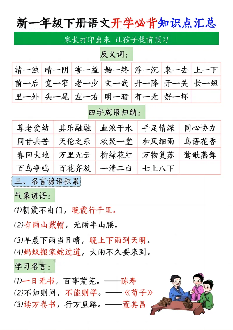 1102一下语文必背知识点汇总_一年级上下册资料_一年级下册小红书同款资料_一下数学