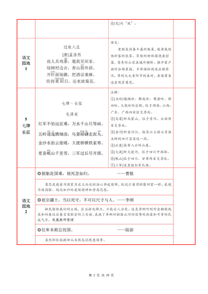 ❤25秋六语上必背内容+默写表2025年9月_1-6语文上必背和默写