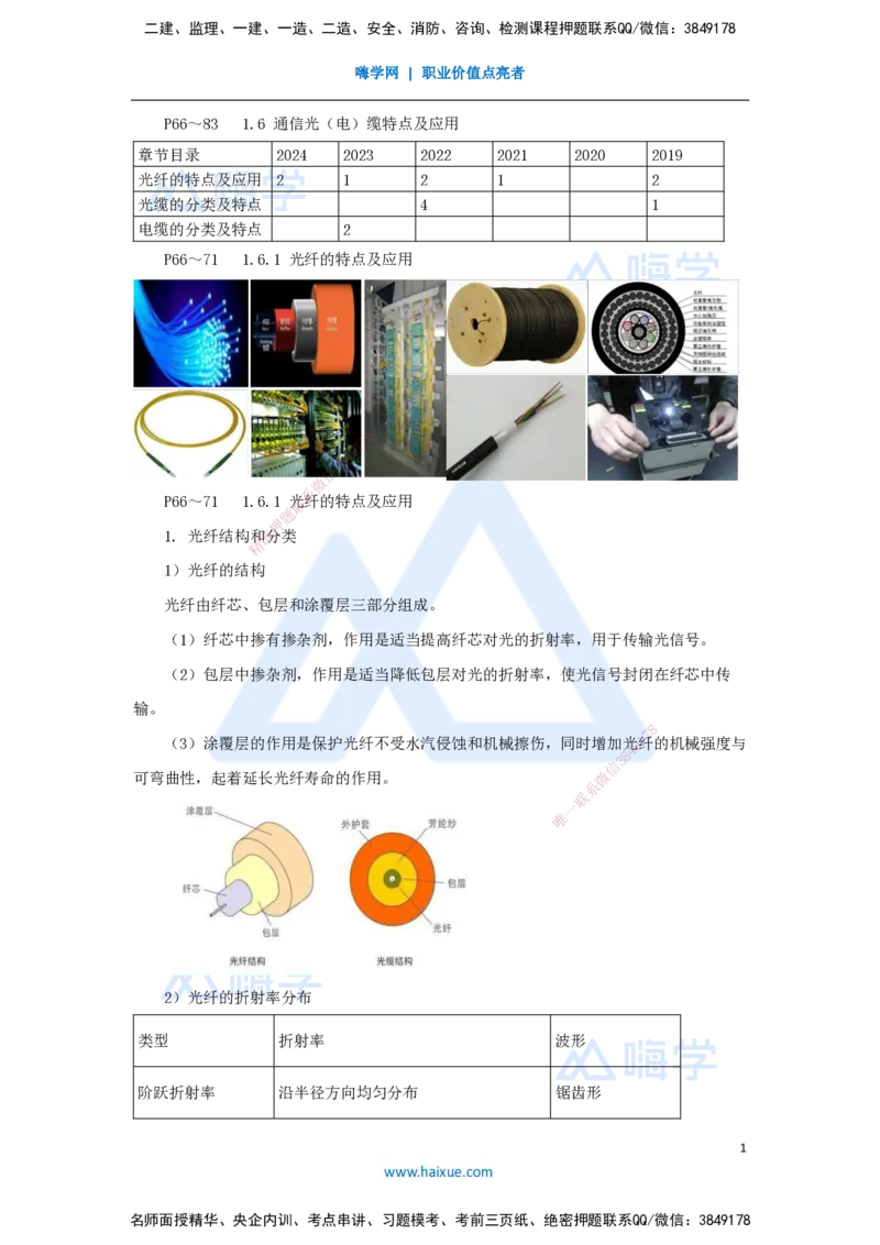 09.2025杨鹏-名师精讲通关-第一章（9）1.6通信光（电）缆特点及应用_2026年一级建造师_2026年一建通信_2025年一建通信SVIP_02-基础精讲✿高端面授✿深度强化_讲义