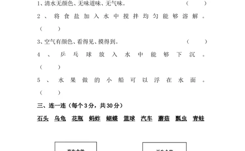 一年级下学期科学期末试卷(1)_2024年人教版小学数学一二三四五六年级上册下册期中期末试a0747_小学全科《同步练习+精品试卷》打包下载（1-6年级单元月考期中期末试卷）_小学科学_试卷